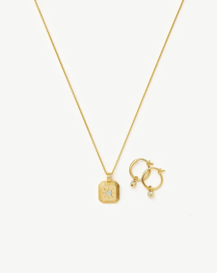 March Birthstone Necklace & Charm Set